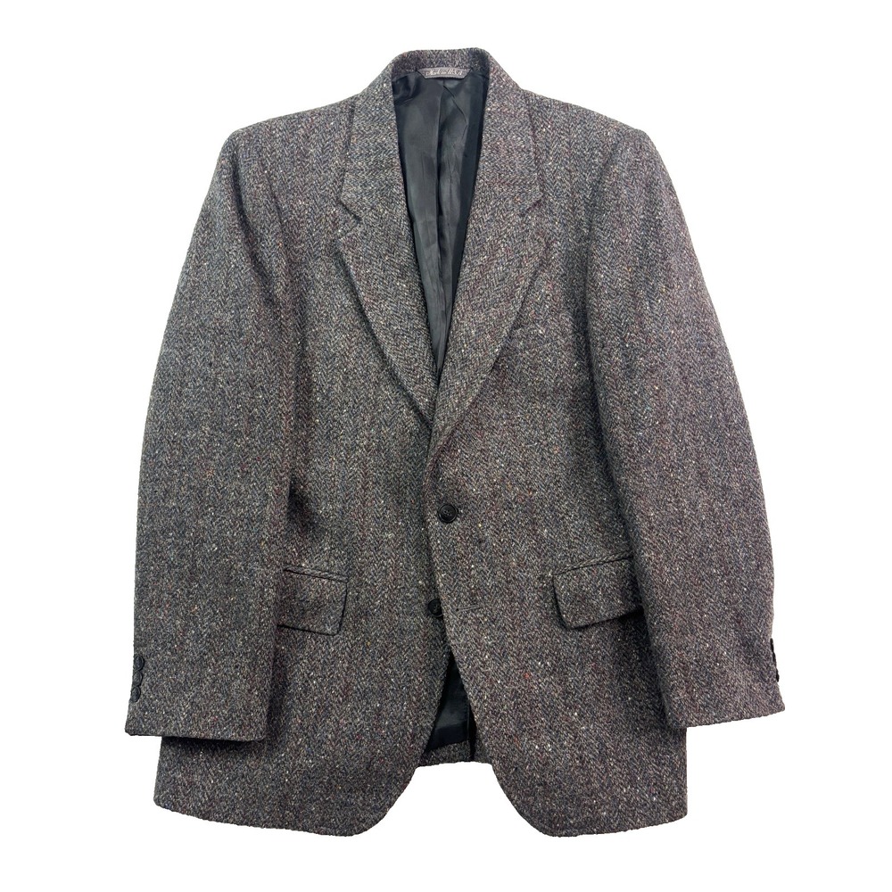 vtg Levis 40R Gray Herringbone Fleck Tweed Blazer Jacket Sport Suit Coat USA